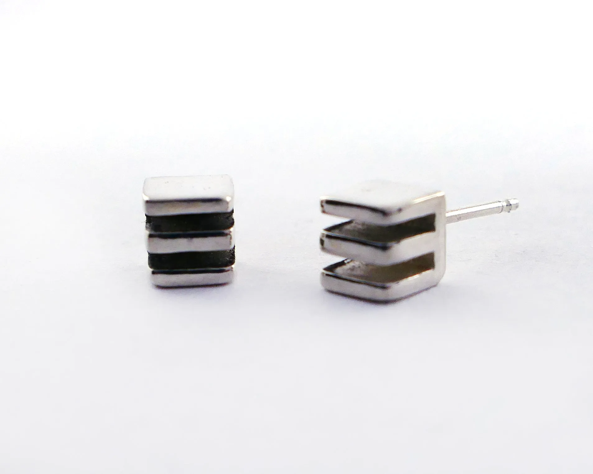 Square Layer Studs in Sterling Silver