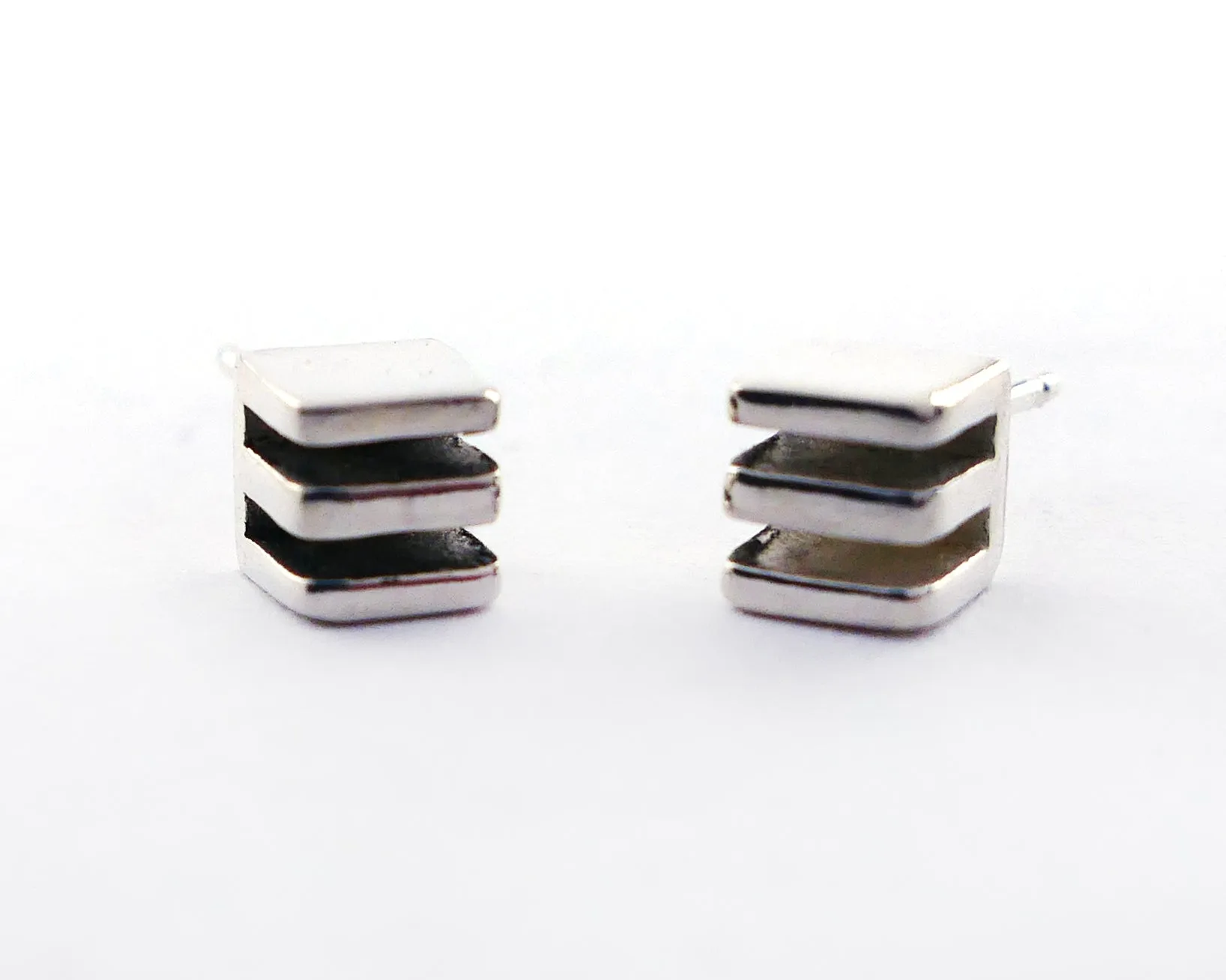 Square Layer Studs in Sterling Silver