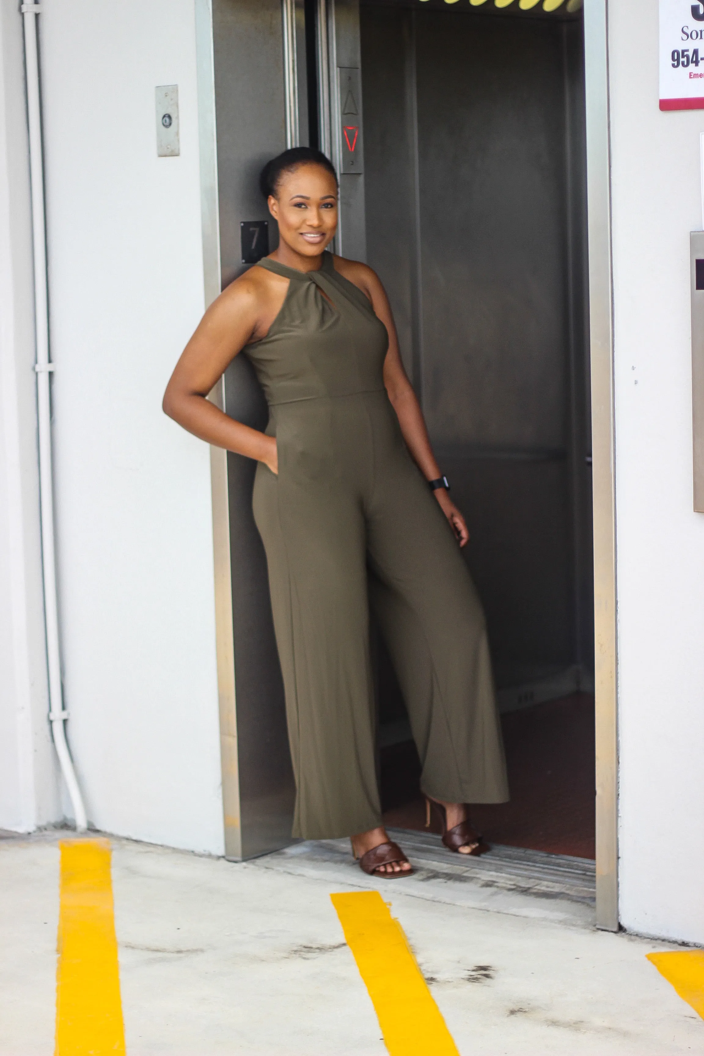 Take Me Out Jumpsuit-Olive