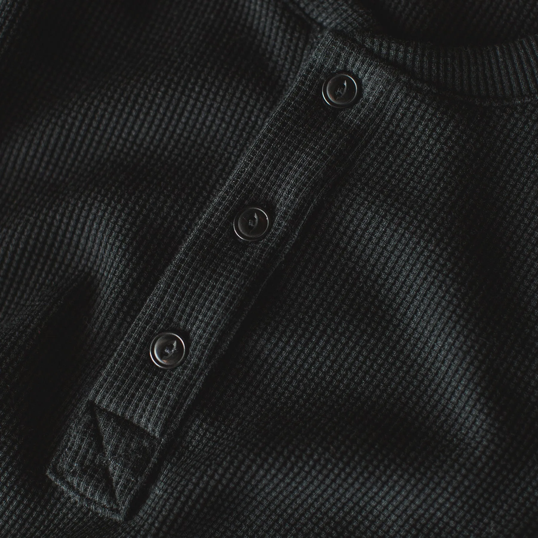 The Henley in Black Merino Waffle