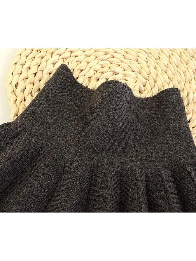 Trendy Little Girl Solid Color Knitted Pleated Skirt