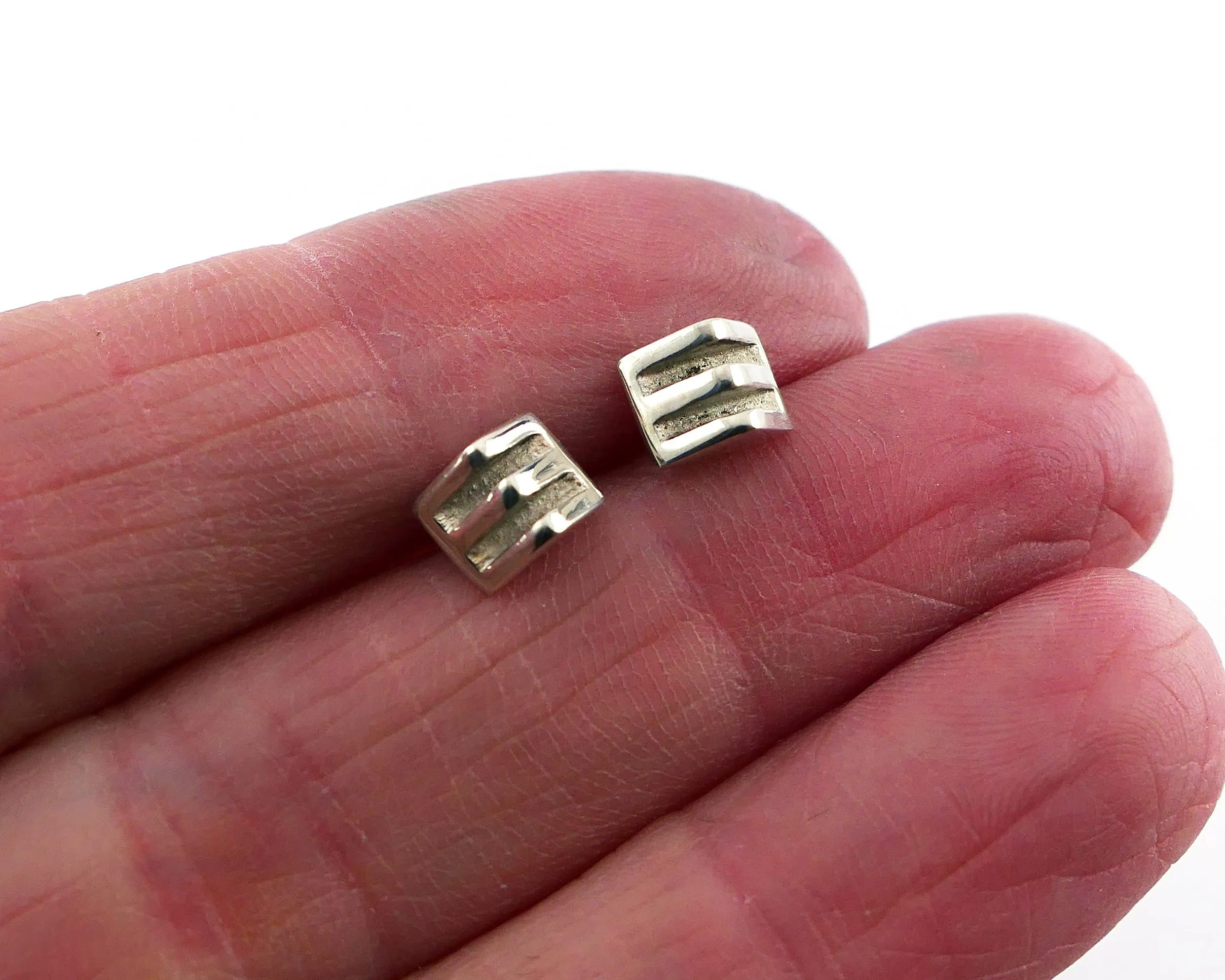 Triangle Layer Studs in Sterling Silver