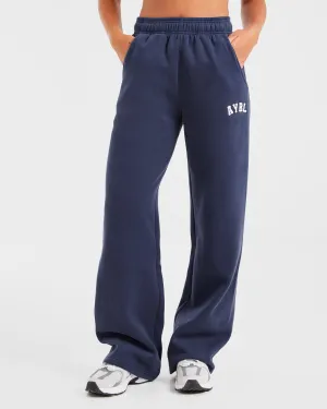 Varsity Oversized Straight Leg Joggers - Navy