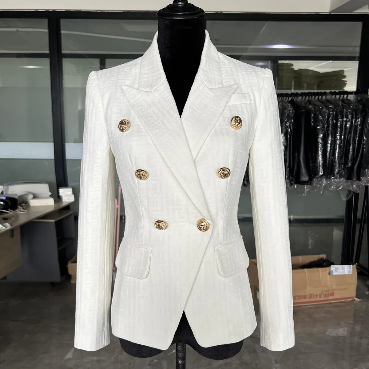 Women Double-breasted cotton blazer