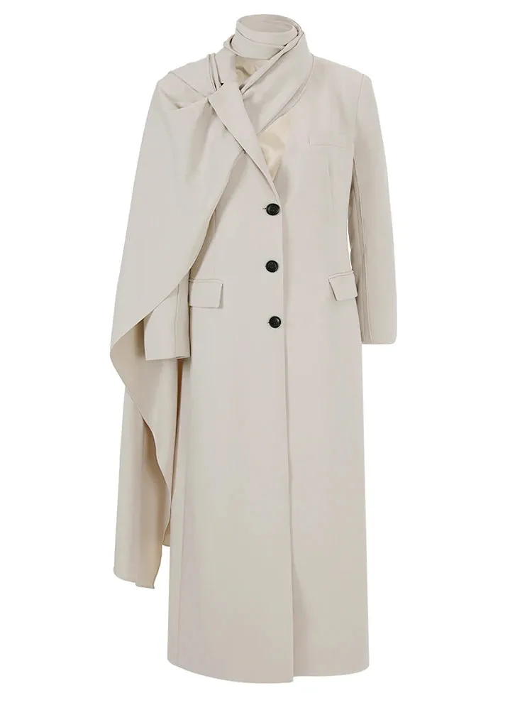 Women's Luxury Scarf Long Trench Coat